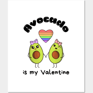 Avocado is my Valentine  - cute kawaii lesbian avocados Posters and Art